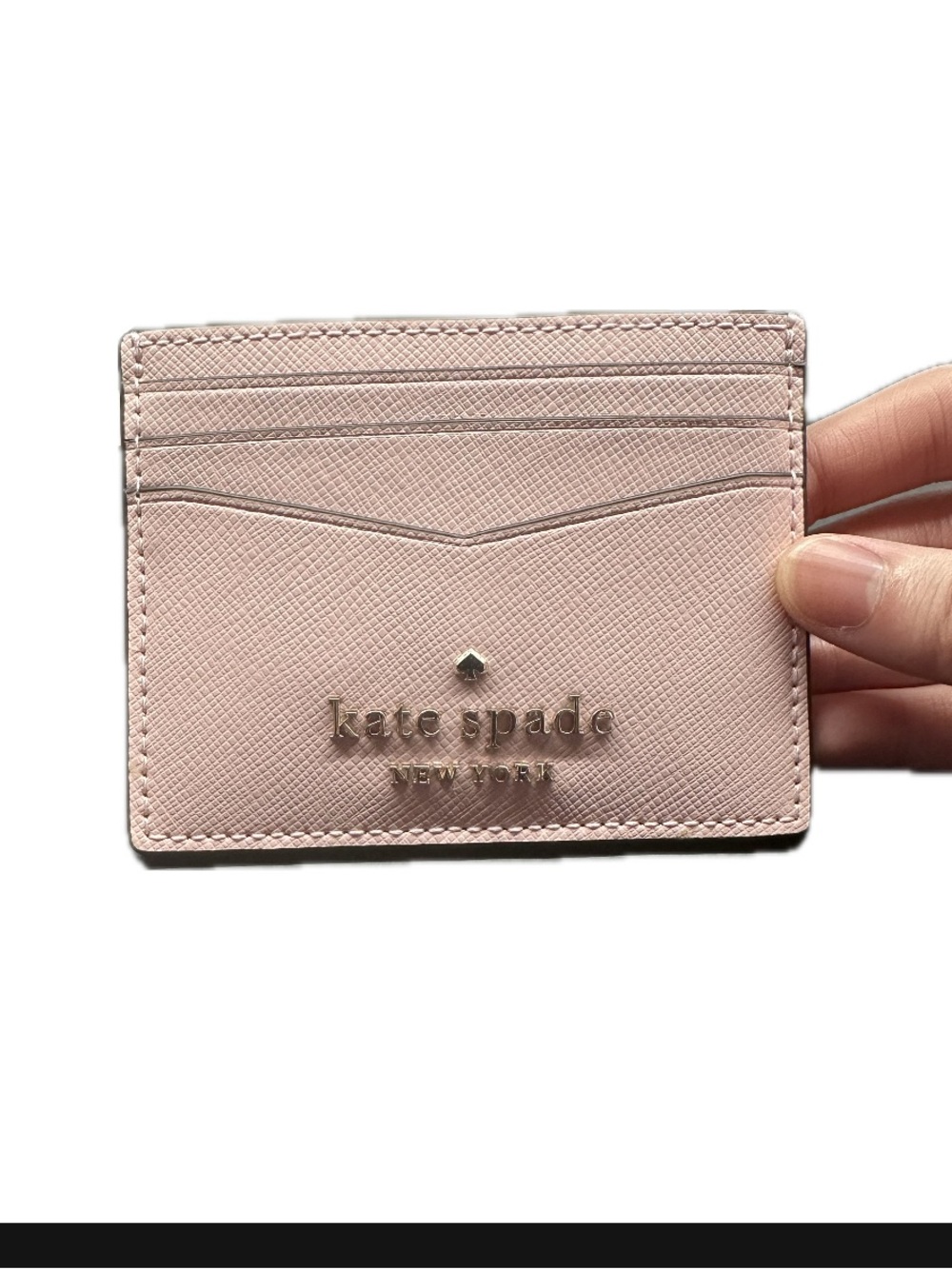 Kate Spade Small Slim Card Holder Wallet Staci Saffiano Leather in Chalk Pink - Picture 5 of 5